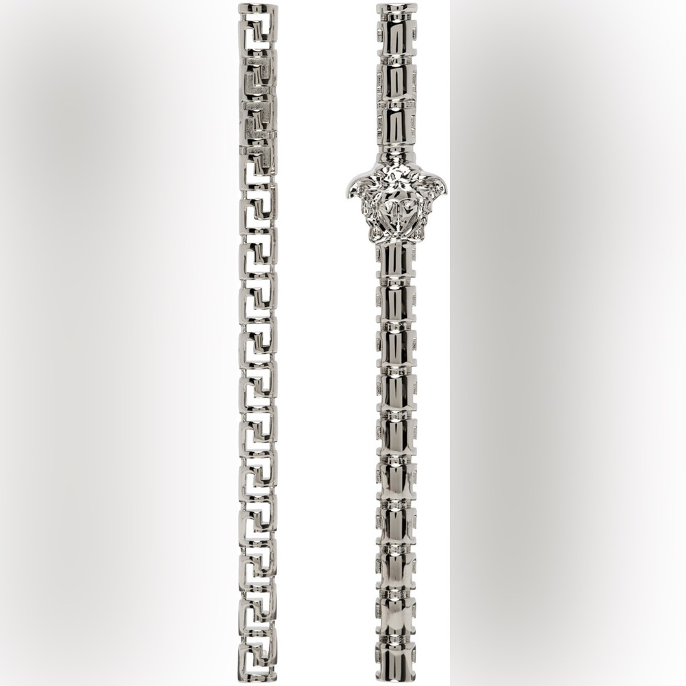 Versace La Medusa Greca Asymmetric Drop earrings with COA